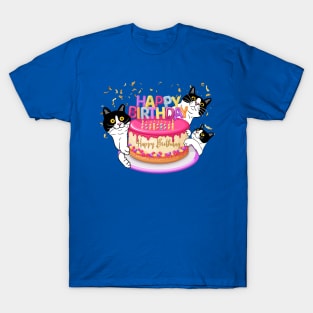 Happy Birthday and Tuxedo Cats! T-Shirt